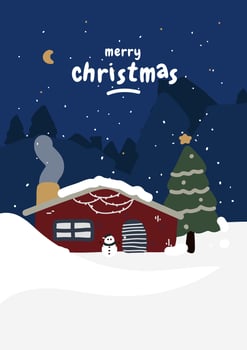 The roof of a snowy house in the village. Building covered in snow, winter village view. Village landscape with snowfall, blizzard and cold weather, Christmas atmosphere snowy house. vector