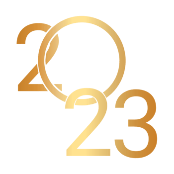 Gold text with happy new year 2023 png