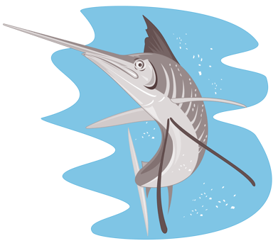 Sailfish Fish Jumping Retro png