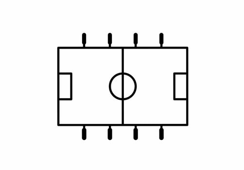 top view foosball icon isolated on white background.table soccer icon vector