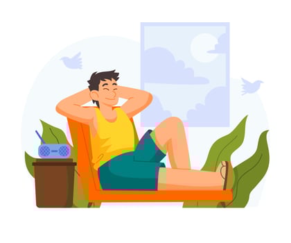 Self Care Mental Health with Man Listening to The Radio vector