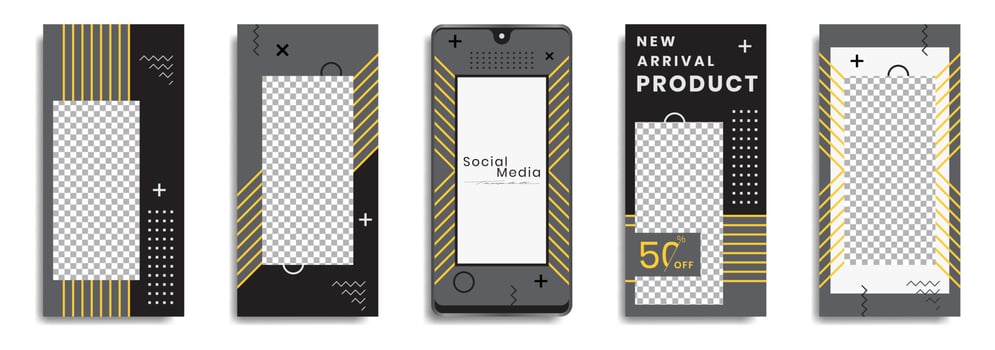 Editable social media post templates or Facebook, Instagram story collections and post frame, layout designs, Mockup for marketing promotions, covers, banners, backgrounds, square puzzles, vector