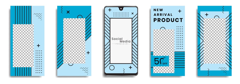Editable social media post templates or Facebook, Instagram story collections and post frame, layout designs, Mockup for marketing promotions, covers, banners, backgrounds, square puzzles, vector