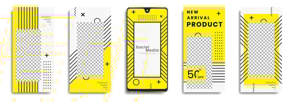 Editable social media post templates or Facebook, Instagram story collections and post frame, layout designs, Mockup for marketing promotions, covers, banners, backgrounds, square puzzles, vector