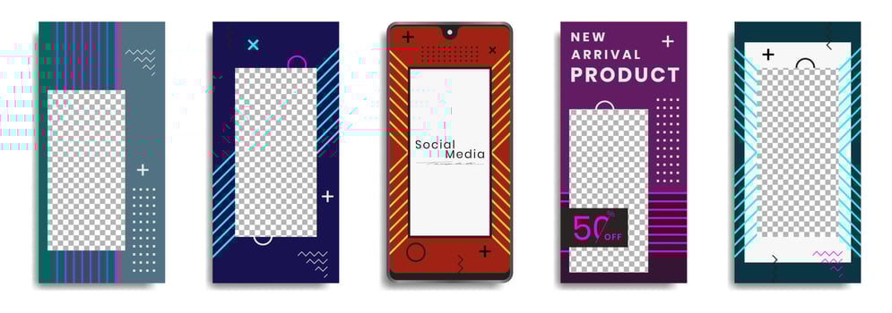 Editable social media post templates or Facebook, Instagram story collections and post frame, layout designs, Mockup for marketing promotions, covers, banners, backgrounds, square puzzles, vector