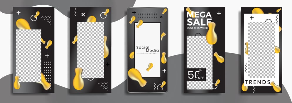 Editable social media post templates or Facebook, Instagram story collections and post frame, layout designs, Mockup for marketing promotions, covers, banners, backgrounds, square puzzles, vector