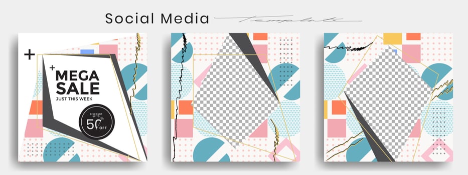 Editable instagram templates. Social media story and post frames. Layout design for marketing promotions. Cover. Set of sale banner template. Social network Backgrounds. Square puzzles. vector