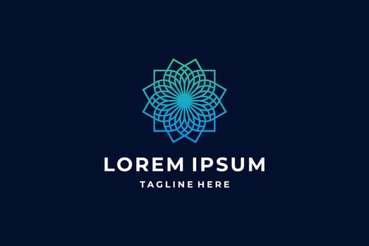 Blue Geometric Lotus Flower Line Logo vector