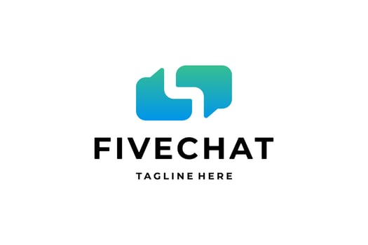 blue initial letter 5 five chat communication logo vector