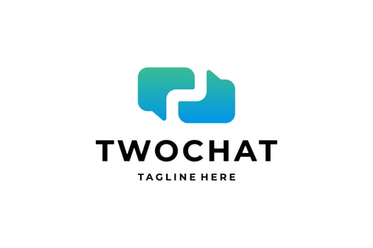 blue initial letter 2 two chat communication logo vector