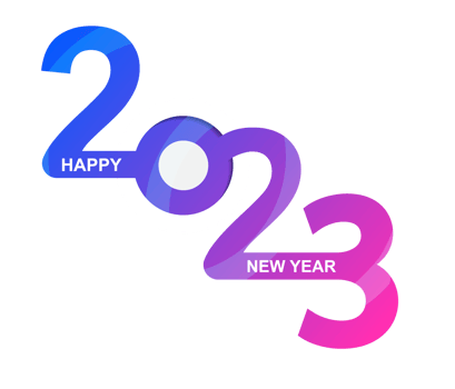 Abstract happy New Year 2023 logo text design. Cover of business. Brochure design template, card, banner. png