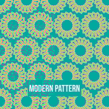 Abstract geometric pattern with flowers ramadhan pattern seamless vector background. Green and Yellow texture can be used in cover design, book design, poster cover, flyer, website backgrounds or ads