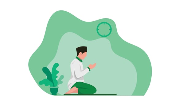 muslim man vector design illustration is praying, worshipping.
