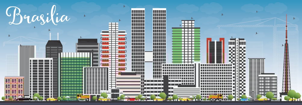 Brasilia Skyline with Gray Buildings and Blue Sky. vector