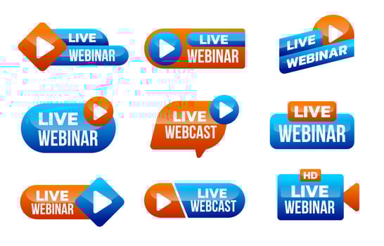 Live Webinar Icons Set vector