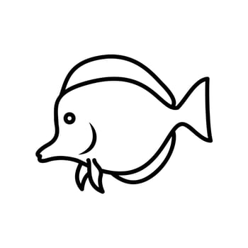 Coral fish icon for ocean creature or seafood in black outline style vector