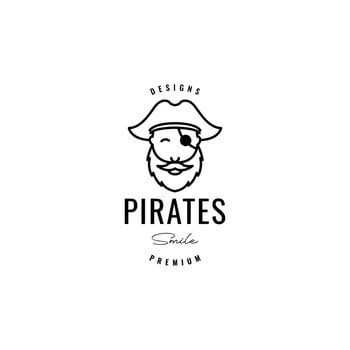 old man face bearded pirate hipster logo design vector