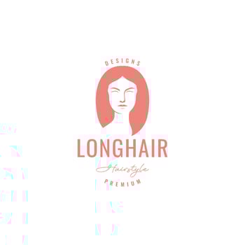 face women long hair beauty clean logo design vector
