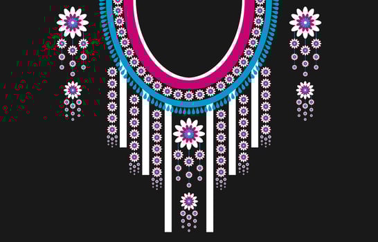 Flower necklace embroidery. Geometric ethnic oriental pattern traditional. Ornament floral decorative. vector