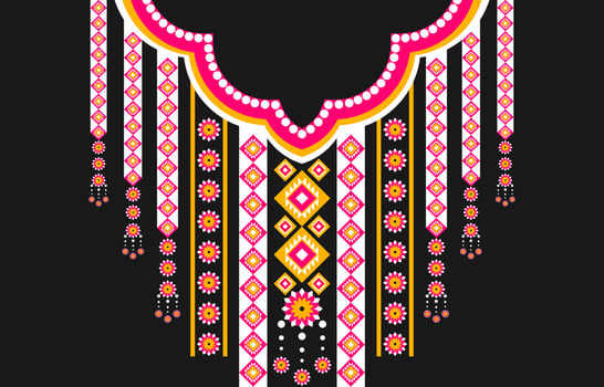 Geometric ethnic oriental pattern traditional. Flower necklace embroidery. Ornament floral decorative. vector