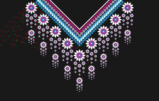 Flower necklace embroidery. Geometric ethnic oriental pattern traditional. Ornament floral decorative. vector