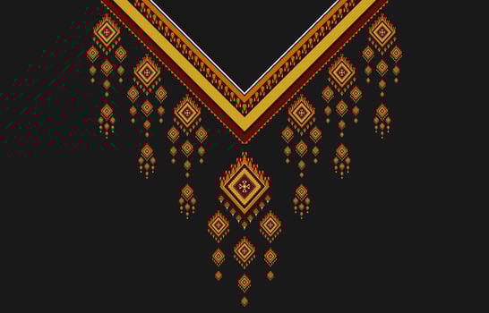 Geometric ethnic oriental pattern traditional. Tribal necklace embroidery. Aztec ornament print. vector