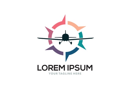 Plane aircraft travel logo design template vector