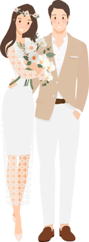 beautiful bohemian bride and groom wedding couple cartoon flat sytle png