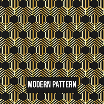 Abstract Hexagon geometric pattern with lines seamless vector background. Black and Gold texture can be used in cover design, book design, poster, cd cover, flyer, website backgrounds or ads