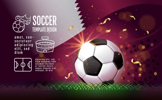 Soccer Layout template design, football, Purple magenta tone, sport background vector