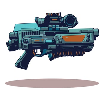 Isolated futuristic weapon design for video game. Vector illustration of blaster.