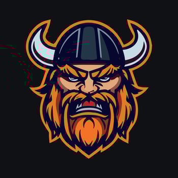 Viking sport logo emblem. Vector illustration football, hockey mascot. Nordic warrior logo design.
