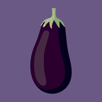 Flat aubergine vector art illustration. Fresh healthy eggplant.