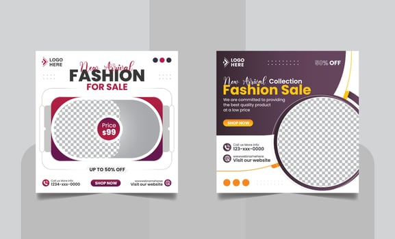 Fashion Sale Social Media Post Design Web Banner Template vector