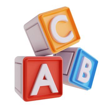 3D illustration alphabet blocks png