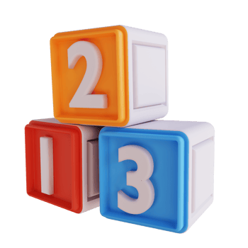 3D illustration number blocks png