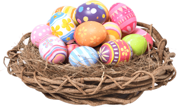 Happy Easter day eggs in nest png