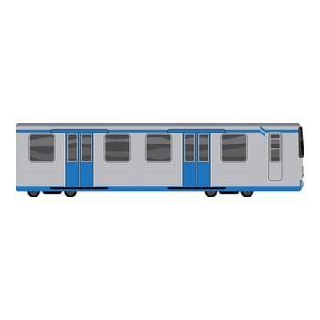 Grey blue subway train icon, cartoon style vector