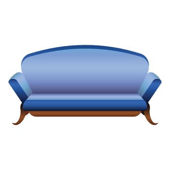 Blue camel sofa icon, cartoon style vector