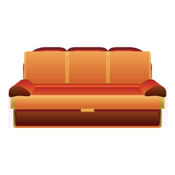 Orange modern sofa icon, cartoon style vector