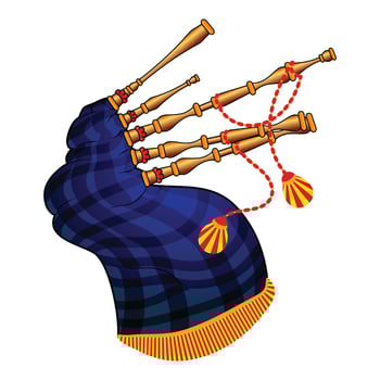 Bagpipes icon, cartoon style vector
