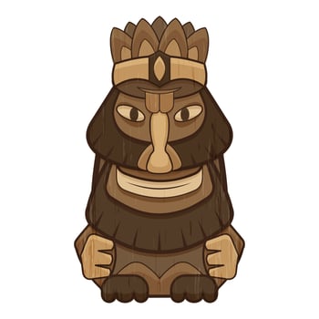 Happy wood idol icon, cartoon style vector