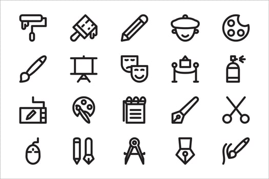 Art icon set. Included the icons as artist, color, paint, designer, statue, image, mask, artistic and more vector