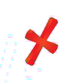 Cross mark icon, isometric 3d style vector