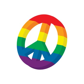 LGBT peace sign icon, cartoon style vector