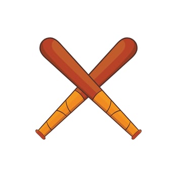 Crossed baseball bats icon, cartoon style vector