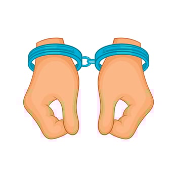 Hands in handcuffs icon, cartoon style vector