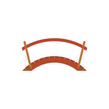 Wooden bridge with handrail icon, flat style vector