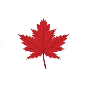 Red autumn leaf icon, flat style vector