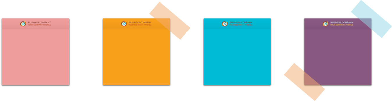 Professional business stationery items set beach color styles png illustration